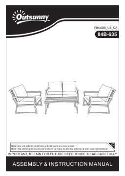 Outsunny 84B-635CW Black 4-Pieces Aluminum Patio Conversation Set Mode d'emploi