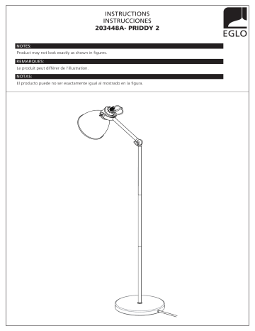 Eglo 203448A Priddy 2 54.00 in. Black Floor Lamp Mode d'emploi | Fixfr