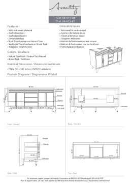 Avanity TAYLOR-V72-NT Taylor 72 in. W x 21 in. D Bath Vanity Cabinet Only spécification