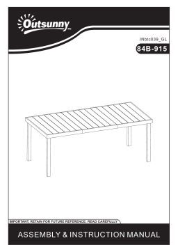 Outsunny 84B-915BK 29.25 in. H Rectangular Plastic Outdoor Dining Table Mode d'emploi