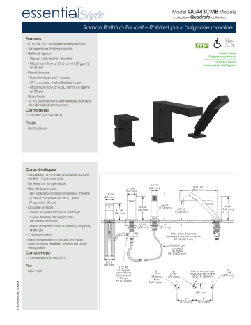 Keeney QUA43CMB Belanger Single-Handle Deck-Mount Roman Tub Faucet spécification | Fixfr