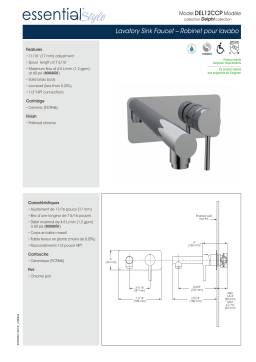 Keeney DEL12CCP Belanger Single Handle Wall Mount Bathroom Faucet spécification