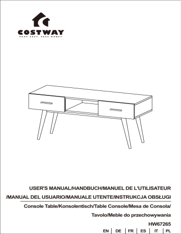 Costway HW67265 48 in. White Standard Rectangle Wood Console Table Mode d'emploi | Fixfr