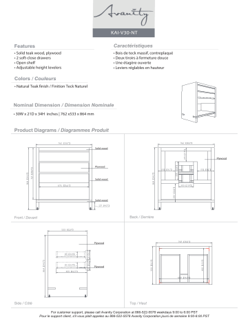 Avanity KAI-VS31-NT Kai 31 in. W x 22 in. D x 35 in. H Bath Vanity spécification | Fixfr