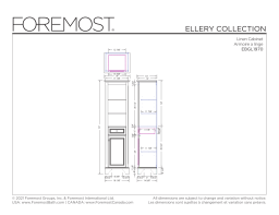 Foremost EBGL1970 Ellery 19 in. W x 15 in. D x 70 in. H Gray Linen Cabinet Guide d'installation