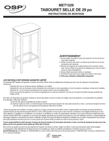 OSP Home Furnishings MET1529-BD23 Metro 29 in. Saddle Stool Mode d'emploi | Fixfr