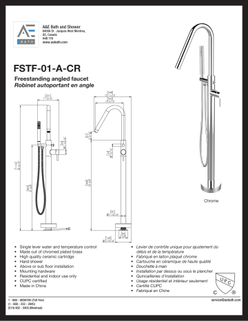 A&E 240186 Karter Single-Handle Freestanding Roman Tub Faucet spécification | Fixfr