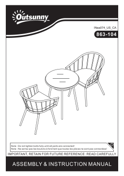 Outsunny 863-104GY 3 of Piece Patio Wicker PE Rattan Outdoor Bistro Set, Round Resin Wicker Coffee Set Mode d'emploi