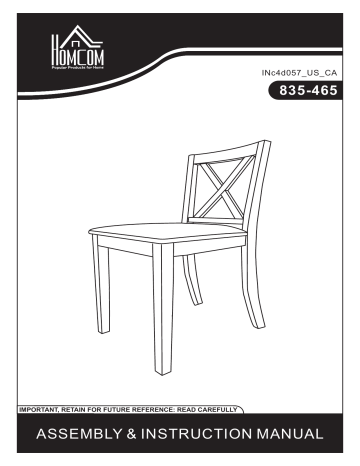 HOMCOM 835-465 Brown High Back Dining Chairs Mode d'emploi | Fixfr