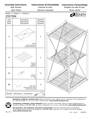 Zenna Home E2557NN Cross Style 14.62 in. W Floor Stand Rack Guide d'installation | Fixfr