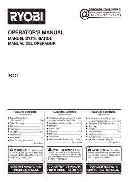 Ryobi PGC21B-A06F551 ONE+ 18V Cordless 5-1/2 in. Flooring Saw Mode d'emploi