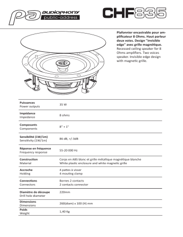 audiophony CHF835 2-way ceiling speaker 35W 8