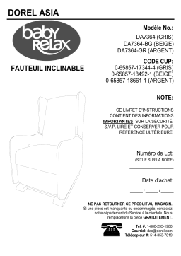 BABY RELAX DA7364 Rylee Tall Wingback Glider Recliner  Manuel utilisateur