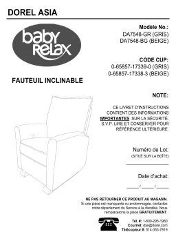 BABY RELAX DA7548-BG Raleigh Glider Recliner Chair  Manuel utilisateur