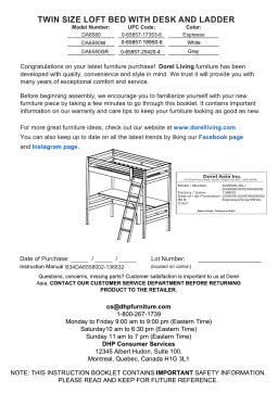 DHP Furniture DA6580W Harlan Loft Bed  Manuel utilisateur