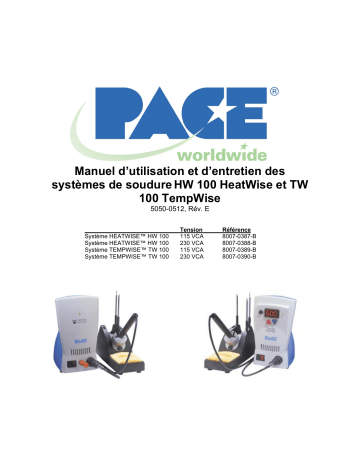 Pace HW-100 HeatWise & TW-100 TempWise Soldering Stations Manuel utilisateur | Fixfr