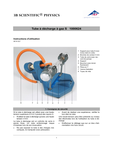 3B SCIENTIFIC 1000624 [U18580] Teltron Discharge Tube S  Manuel du propriétaire | Fixfr