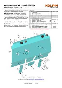 Kolpin 2724 UTV Windshield - Rear Panel - Honda® Pioneer® 700 2-Pass/4-Pass Manuel du propriétaire