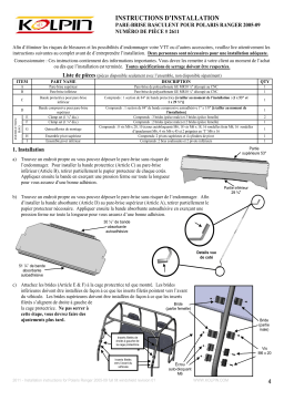 Kolpin 2611 UTV Windshield - Full-Tilt - Polaris Ranger 500 / 700 Manuel du propriétaire