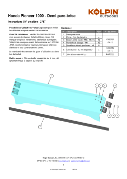 Kolpin 2787 UTV Windshield - Half-Fixed - Honda® Pioneer® 1000 2-Pass/5-Pass Manuel du propriétaire