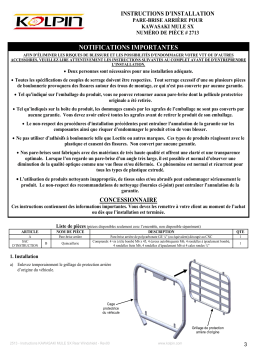 Kolpin 2513 UTV Windshield - Rear Panel - Kawasaki® Mule™ SX Manuel du propriétaire