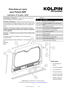 Kolpin 28100 Glass Windshield - Polaris RZR 900/1000/ XP-4 Manuel du propriétaire