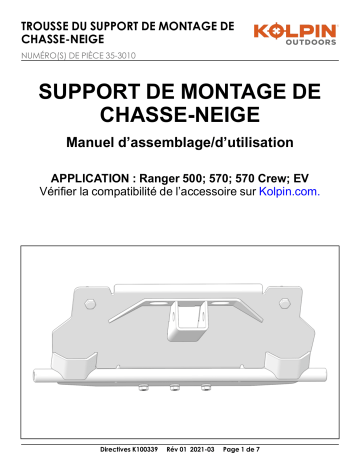 Kolpin 35-3010 Front-Connect - Polaris Ranger Mid-Size Manuel du propriétaire | Fixfr