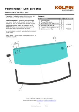 Kolpin 2633 UTV Windshield - Half-Fixed - Polaris Ranger (Profile Tubing) Manuel du propriétaire