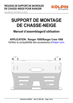 Kolpin 35-3050 Front-Connect - Polaris Ranger 1000 Base Plow & Roller Mount Manuel du propriétaire