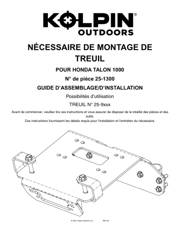 Kolpin 25-1300 Winch Mount Kit - Honda Talon Manuel du propriétaire | Fixfr