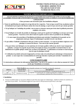 Kolpin 2731 UTV Windshield - Rear Panel - Polaris Ranger Manuel du propriétaire