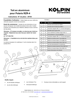 Kolpin 29150 Polaris RZR-4 Aluminum Roof Manuel du propriétaire