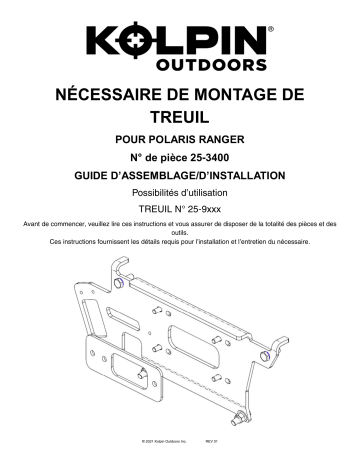 Kolpin 25-3400 Winch Mount Kit - Polaris Ranger 900/1000 Manuel du propriétaire | Fixfr