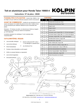 Kolpin 29240 Honda Talon 1000-4 Aluminum Roof Manuel du propriétaire