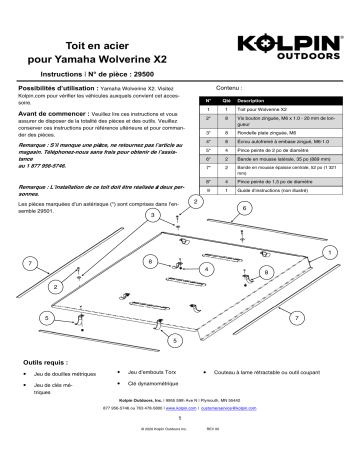 Kolpin 29500 Yamaha Wolverine X2 Steel Roof Manuel du propriétaire | Fixfr