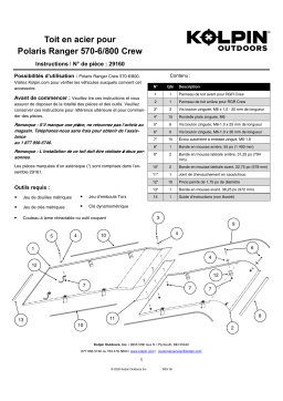 Kolpin 29160 Polaris Ranger 570/800 Crew Full-Size Steel Roof Manuel du propriétaire
