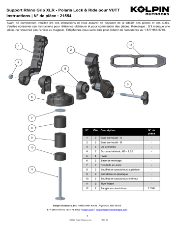 Kolpin 21554 Rhino Grip® XLr - Polaris Lock & Ride® UTV Compatible Manuel du propriétaire | Fixfr