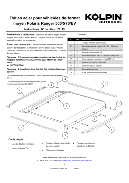 Kolpin 29115 Polaris Ranger Mid-Size Steel Roof Manuel du propriétaire