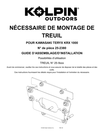 Kolpin 25-2380 Winch Mount Kit - Kawasaki KRX 1000 Manuel du propriétaire | Fixfr