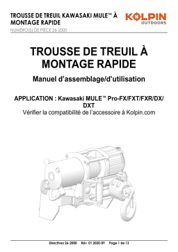 Kolpin 26-2000 Kawasaki Mule Pro-FX/FXT Quick-Mount Winch 4500 lb Synthetic Rope Manuel du propriétaire