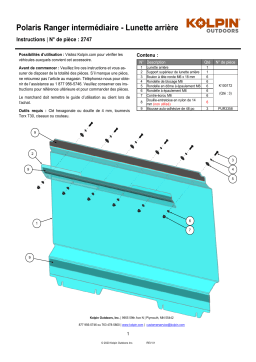 Kolpin 2747 UTV Windshield-Rear Panel - Polaris Ranger ETX/EV/500/570/570 Crew Manuel du propriétaire