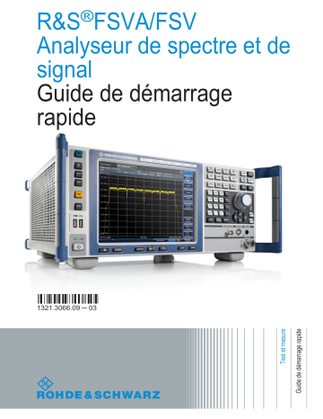 Rohde&Schwarz FSVA Guide de démarrage rapide | Fixfr