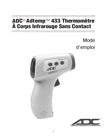 ADC Adtemp™ 433 Non-Contact Thermometer Mode d'emploi | Fixfr