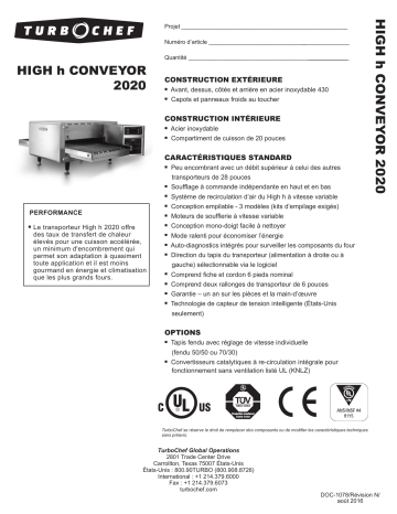 TurboChef High h Conveyor 2020 spécification | Fixfr