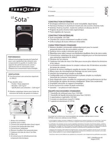 TurboChef Sota spécification | Fixfr