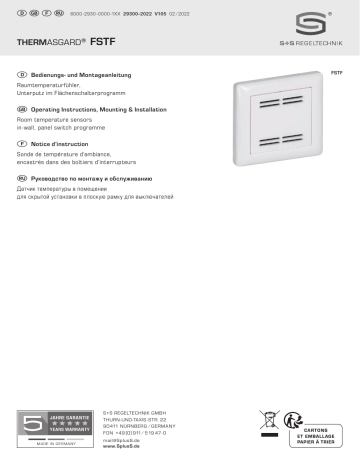 S+S Regeltechnik THERMASGARD® FSTF1 Pt100 Room temperature sensor in panel switch programme Mode d'emploi | Fixfr