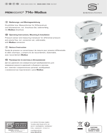 S+S Regeltechnik PREMASGARD 7148-Modbus Pressure sensor and measuring transducer Mode d'emploi | Fixfr