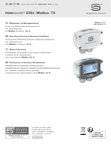 S+S Regeltechnik PREMASGARD 2328 Pressure and differential pressure measuring transducers Mode d'emploi | Fixfr