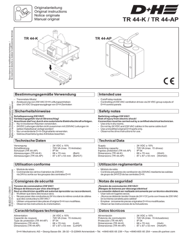 TR 44-K | D+H -AP Cut-off relay module Mode d'emploi | Fixfr