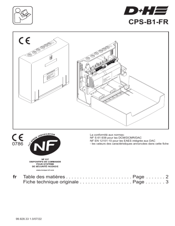 D+H CPS-B1-FR Smoke vent control panel france Mode d'emploi | Fixfr